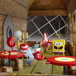 The Krusty Krab with SpongeBob Patrick Star Squidward and Mr Krabs