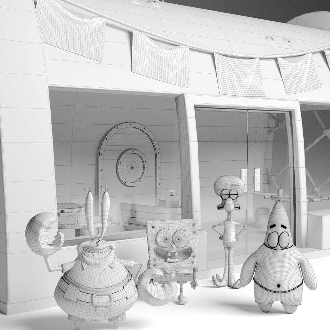 3D The Krusty Krab With SpongeBob Patrick Star Squidward And Mr Krabs ...