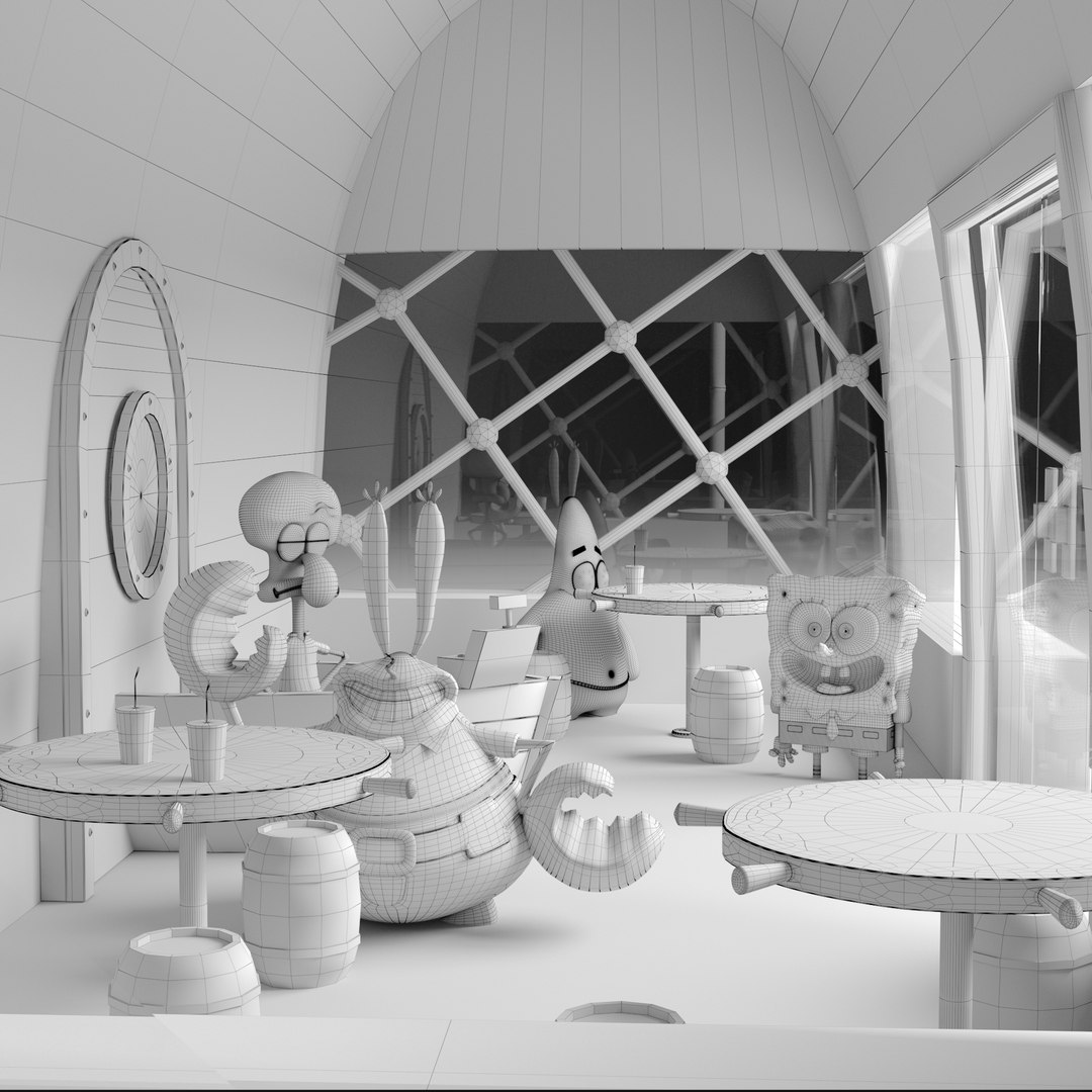3D The Krusty Krab With SpongeBob Patrick Star Squidward And Mr Krabs ...