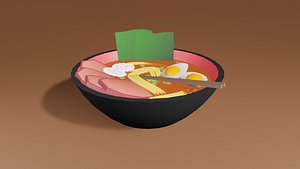 3D Low Poly Stylized Ramen model