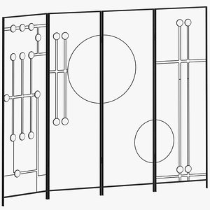 3D model fireplace panel 02 screen