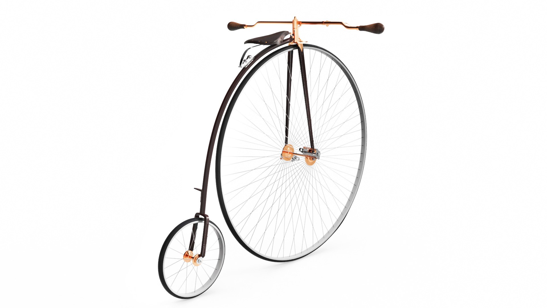 High Wheel Bicycle Rigged for Cinema 4D 3D model preview