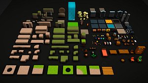 Modular Low Poly Cartoon Dungeon Props and Tileset Pack