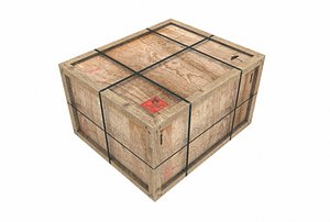 3D model old wooden cargo crate