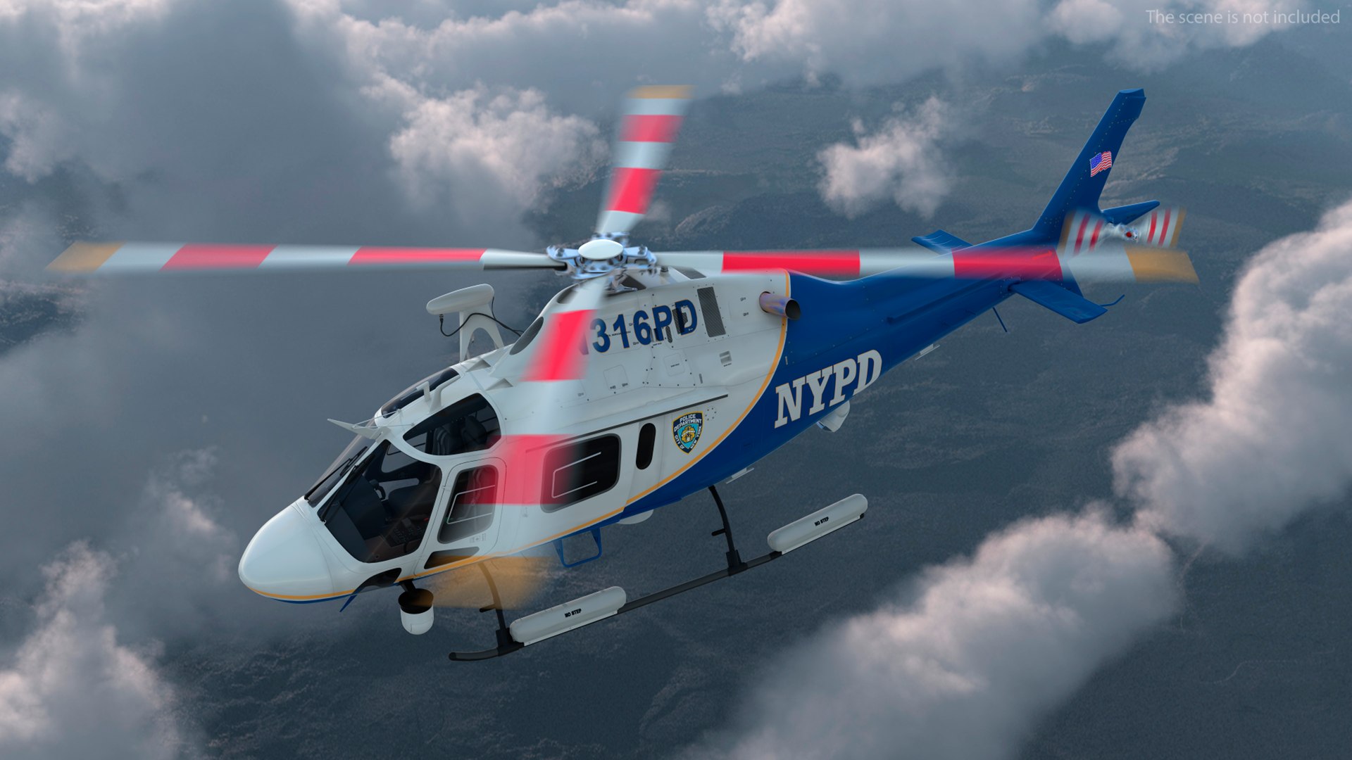 Helicopter AgustaWestland AW119 Police Rigged for Cinema 4D 3D model preview