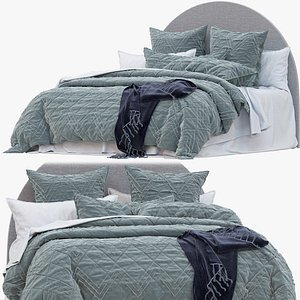 Adairs Monty Quilted Chenille Sage Quilt Cover model