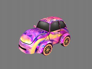 cartoon purple car 3D model