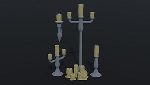 3D Low-poly cartoon candle asset