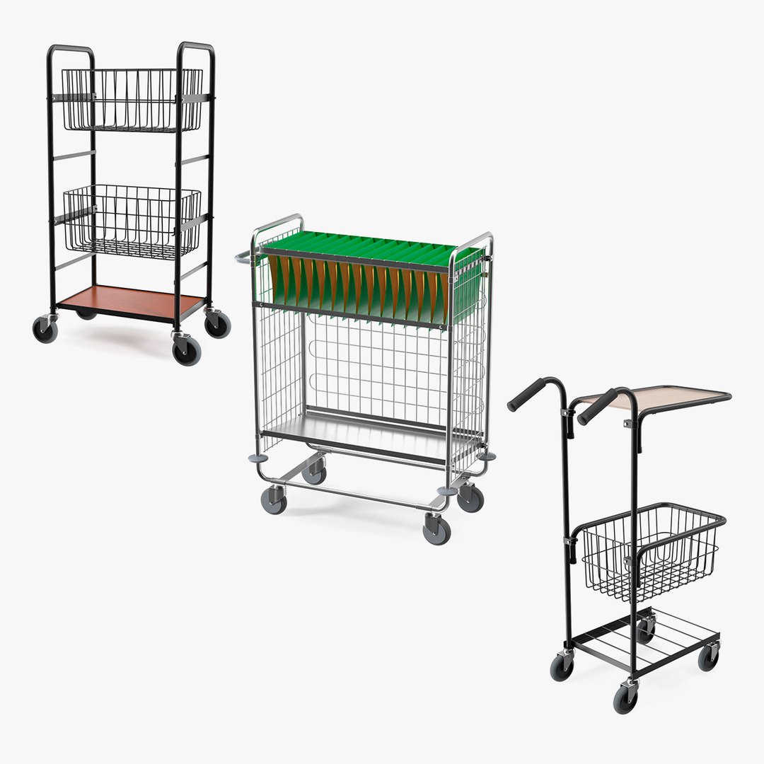 Steel Basket Trolleys Collection 3D model preview