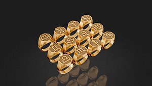 3D zodiac ring pack 12 model