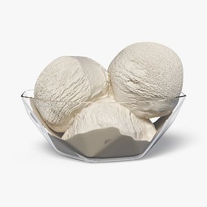Ice Cream Vanilla Balls in Glass Bowl