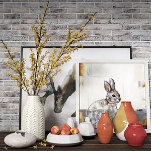 Forsythia and Vases Composition