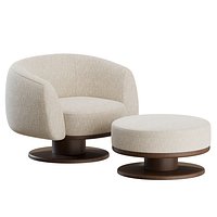 Vesta Armchair and Pouf by Pierre Frey