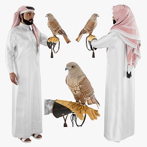 3D model arab man with falcon