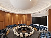 High-End Executive Boardroom with Circular Table and Modern Design