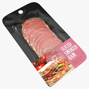 Sliced ham with packaging 01 3D