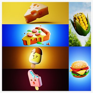 Stylized Food Collection - 7 Stylized 3D Models 3D model