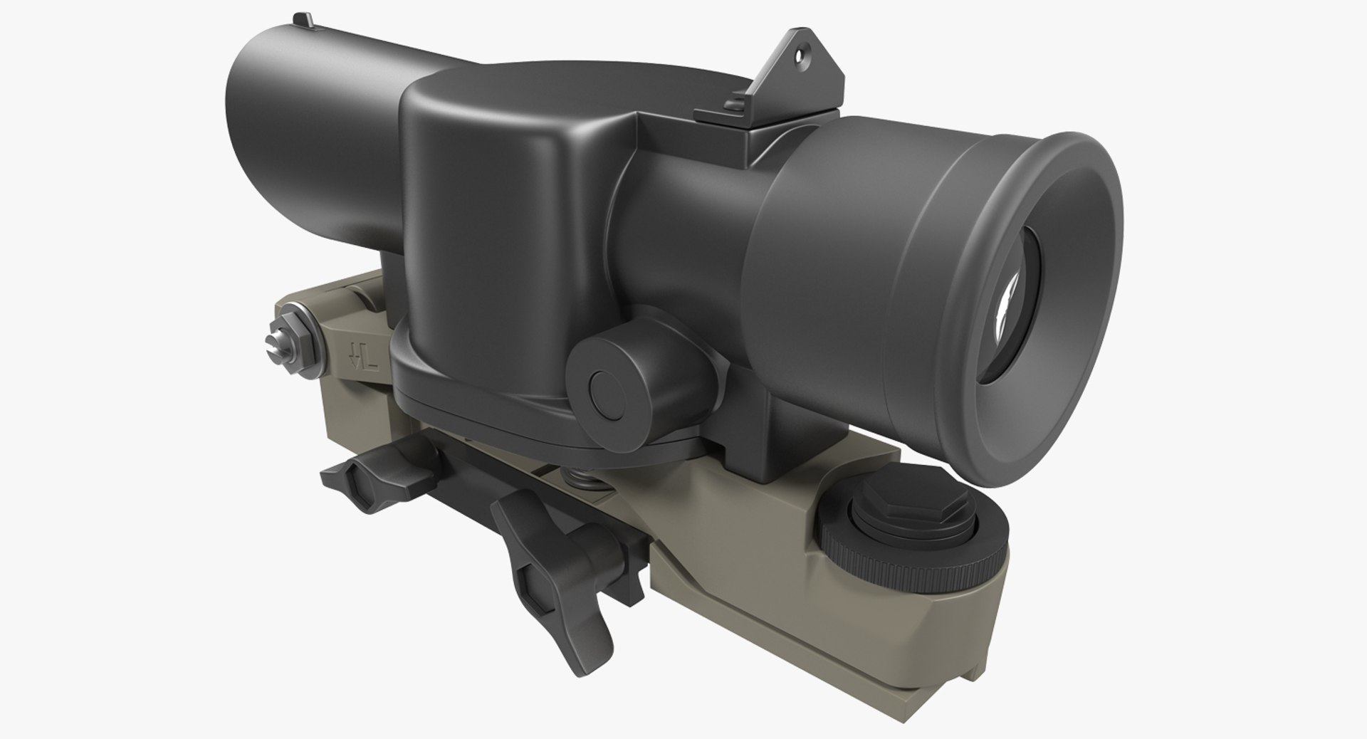 Scope and Mount for Assault Rifle 3D Model 3D model preview