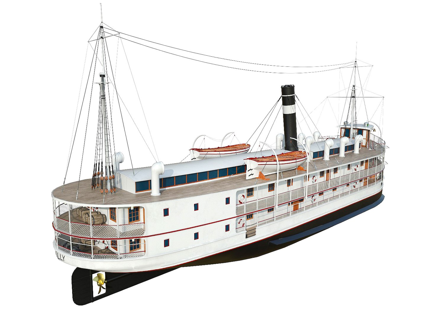 3D VINTAGE PASSENGER STEAMSHIP Model - TurboSquid 1749453