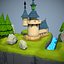 Environnement de château stylisé Low Poly