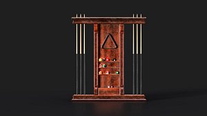 Wall-Mounted Pool Rack  Game Ready Low-poly 3D model