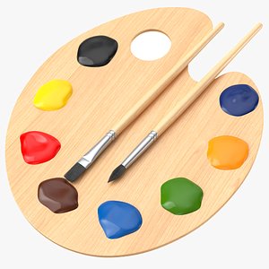 Artist Palette With Two Brushes