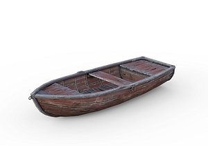 3D old wooden boat games model