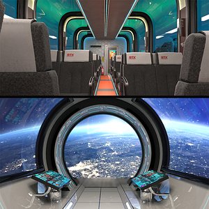 Panoramic Train and Spacecraft Corridor