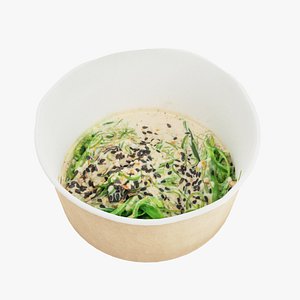 Poke bowl lunch with chuka salad sesame and nut sauce