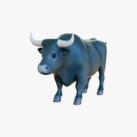 Cartoon Black Bull Animal