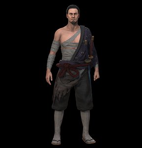 3D Samurai Character PBR Game Ready