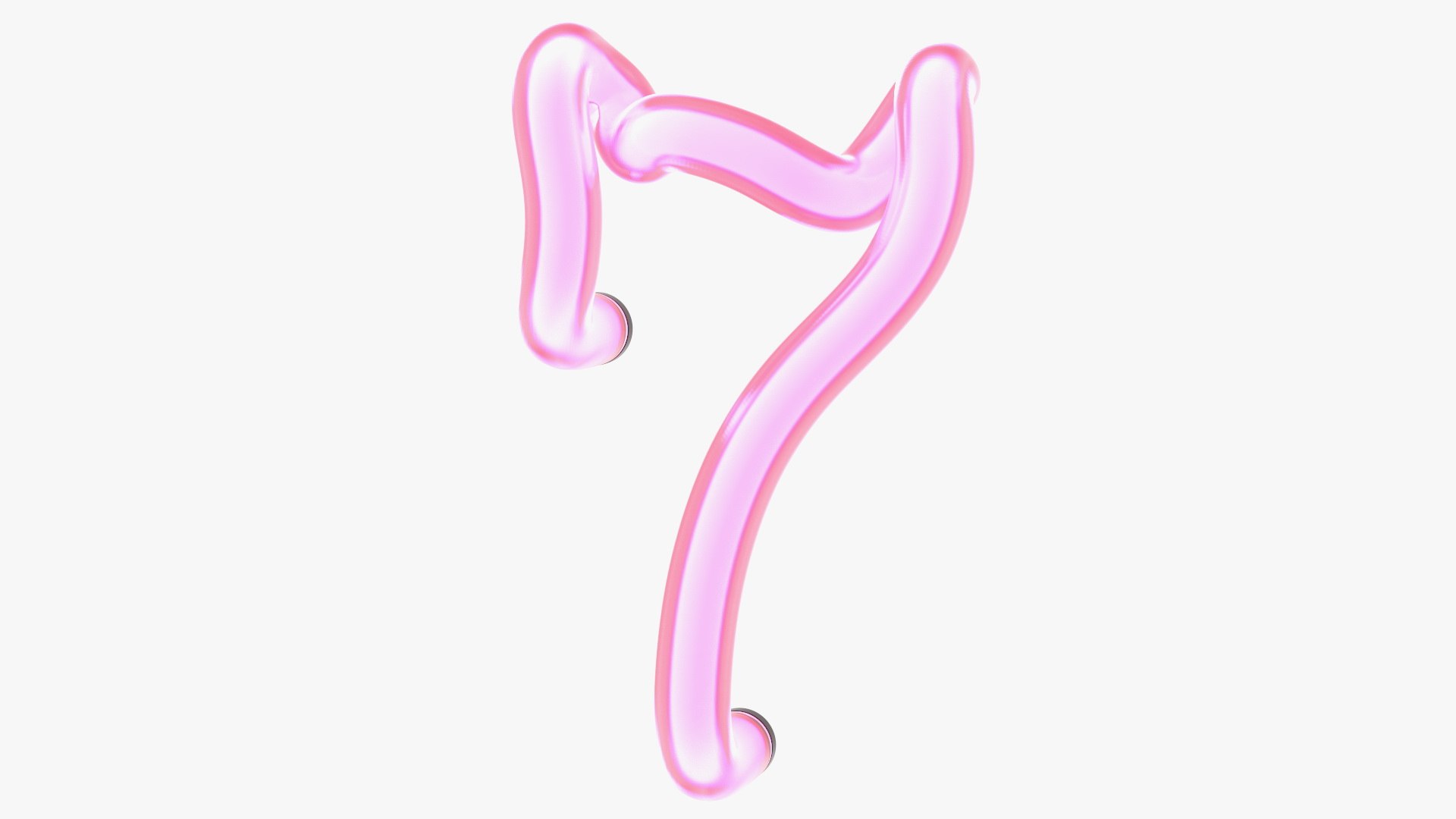 Glowing Neon Tube Light Digit 7 3D model preview