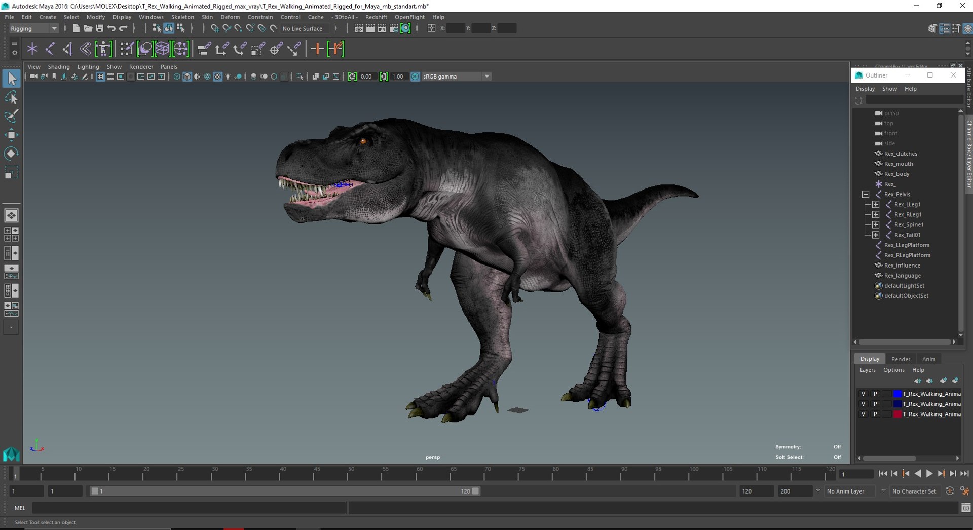 T Rex Walking Animated Rigged for Maya 3D https://p.turbosquid.com/ts-thumb/VE/h7AHFM/GN/trexwalkinganimatedriggedformaya3dmodel045/jpg/1691849043/1920x1080/fit_q87/b715b27eb39890a8e307a6868f7cd172b168641c/trexwalkinganimatedriggedformaya3dmodel045.jpg