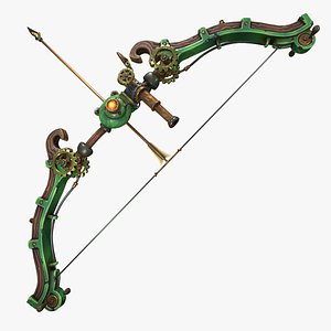 3D Steampunk bow quiver arrow spyglass
