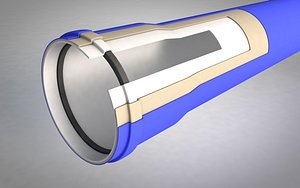 Insulated sewage pipe crosscut