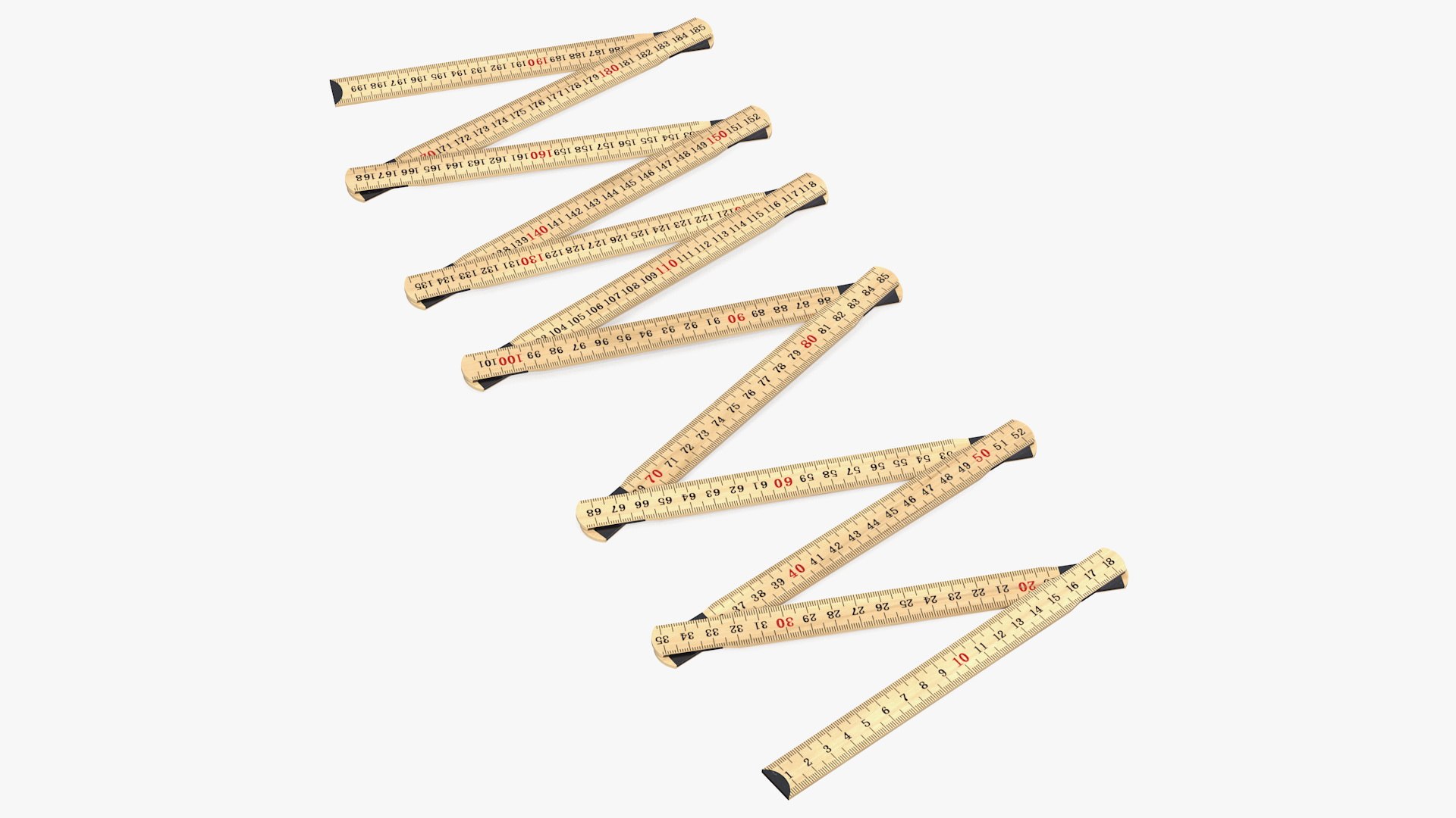 Folding Ruler with Metric Measurements 3D model preview