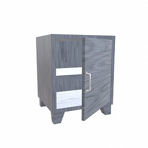 3D bedside wood table05 pbr-low-poly