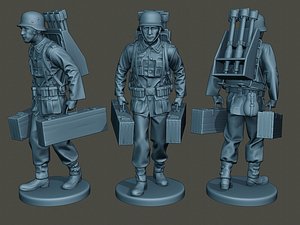 german soldier ww2 carrying 3D