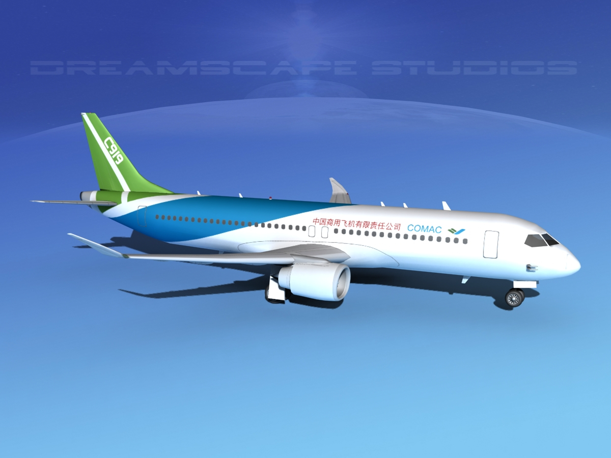 3d comac c919 airliners model