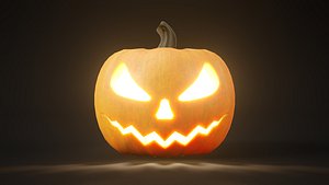 Rigged and animated halloween pumpkin with 4K PBR 3D model