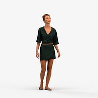00559Maghan007 - Adult Caucasian woman walking through public space in casual summer attire