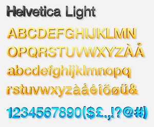 3D Alphabet Letters - Helvetica Light Font