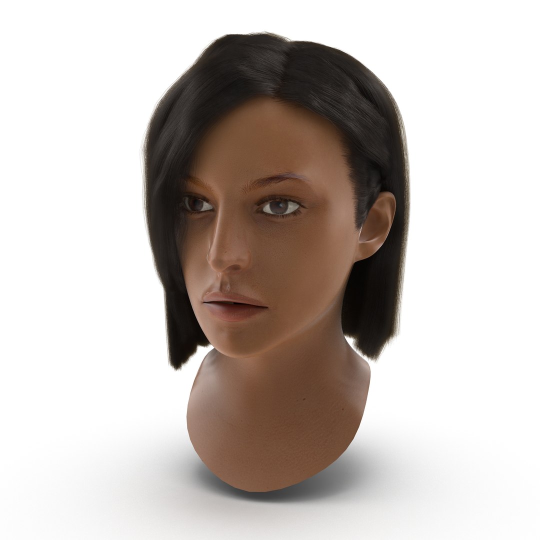 Mediterranean Woman Head with Hair 3D model preview
