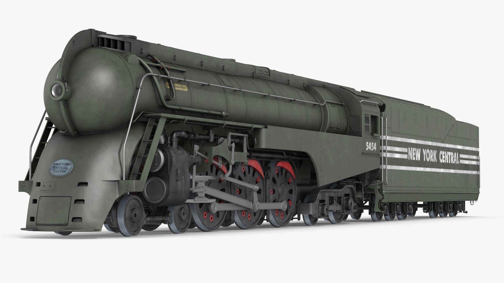 New York Central Hudson Train Rigged 3D model for vehicle visualization, games, animation, transport scenes, and automotive rendering