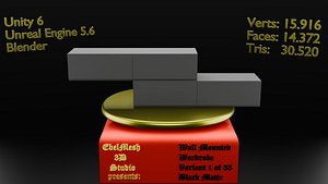 3D Wall Mounted Wardrobe - Variant 1 of 33 Black - Matte model