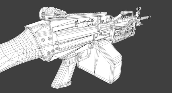 m249 machine gun 3d max