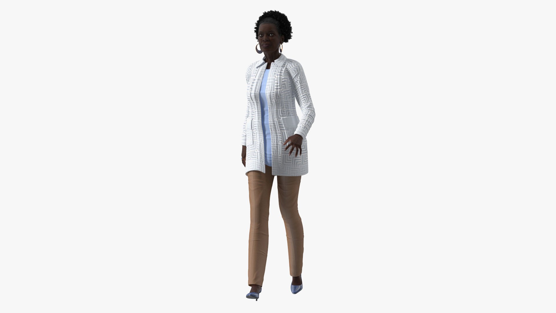 Afro American Woman Everyday Style Rigged for Cinema 4D 3D model preview