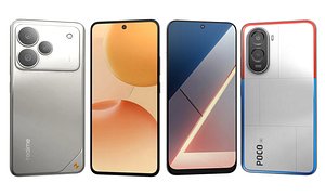 Xiaomi Poco M7 4G White And Realme P4 Steel Gray 3D model