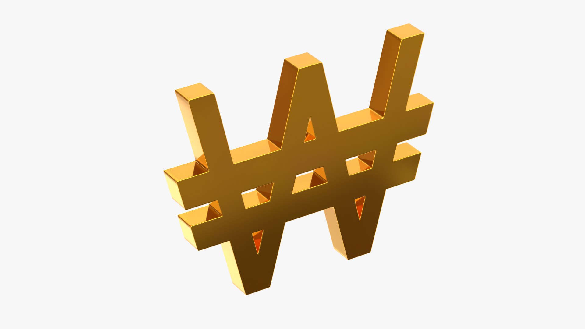 3D Won Currency Sign - TurboSquid 2067518