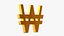 3D Won currency sign